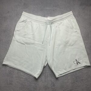 Calvin Klein Jeans CK Shorts Monogram Logo Fleece Shorts Size 2XL Men Light Blue
